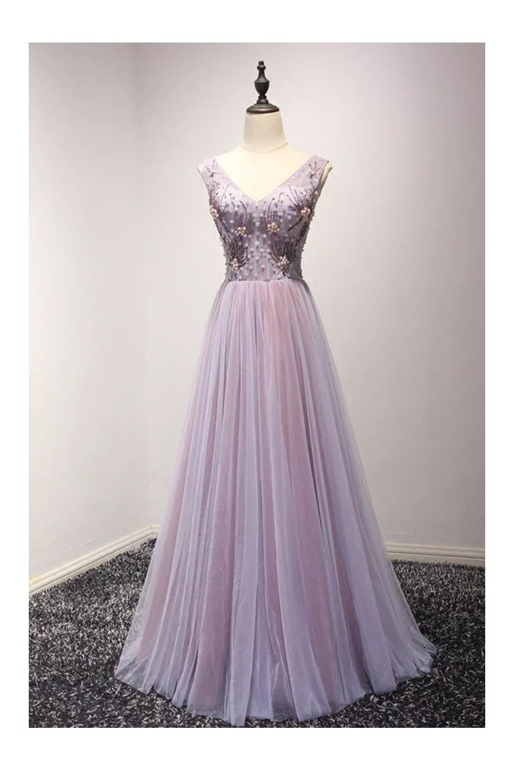 Elegant Lilac Long Formal Dress For Homecoming With Sweetheart Beading ...