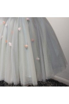 Unique Short Grey Homecoming Prom Dress With Pink Florals - AKE18058