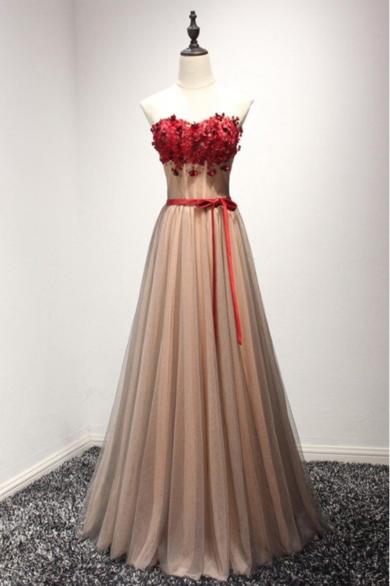 red floral dress prom