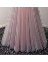 Outstanding Applique Pink Prom Dress Long With Short Puffy Sleeves - AKE18055