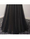 Off Shoulder Black Long Prom Dress With Sweetheart Beaded Lace - AKE18046