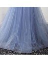 Tight A Line Long Blue Prom Dress With Sparkly Sequined Bodice - AKE18037