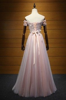 Unique Off The Shoulder Sleeved Formal Dress With Applique Bodice - AKE18019