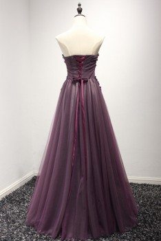 Purple Long Floral Prom Formal Dress In Long For 2018 - AKE18006