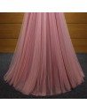 Princess Long Pink Prom Dress Strapless With Beading Flowers - AKE18005