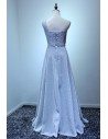 Sparkly Long Silver Formal Prom Dress In One Shoulder - AKE18003