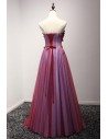 Long Red Strapless Prom Dress With Beaded Floral Lace - AKE18002