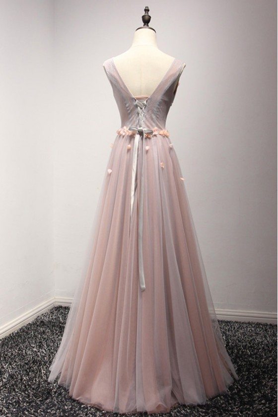 pink and grey gown