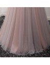 Long Floral Pink And Grey Prom Dress With Beading Sweetheart Neck - AKE18001