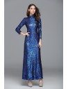 Sparkly Sequin Embroidery Long Sleeve Formal Dress - CK142