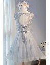 Beaded Sparkly Short Tulle Prom Party Dress Sleeveless - MDS17016