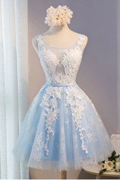 Cute Sleeveless Short Lace And Tulle Party Dress - MDS17024