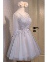Elegant Short Tulle Homecoming Party Dress With Half Sleeves - MDS17025