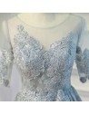 Vintage Round Neck Lace Short Formal Party Dress With Short Sleeves - MDS17027