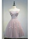 Gorgeous Pink Tulle Short Homecoming Party Dress With Petals Flowers - MDS17033