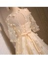 Beautiful Champagne Petals Short Formal Party Dress With Sleeves - MDS17040