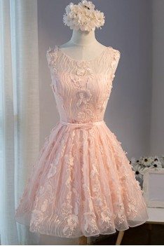 Unique Lace Sleeveless Short Formal Party Dress Sleeveless - MDS17051