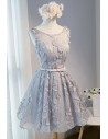 Unique Lace Sleeveless Short Formal Party Dress Sleeveless - MDS17051