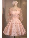 Cute Short Pink Homecoming Party Dress With Petals - MDS17072
