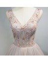 Vintage Dusty Pink V-neck Short Prom Homecoming Dress With Beading - MDS17111