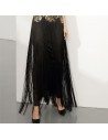 Sparkly Gold And Black Fringed Prom Dress With Sequined Bodice - CK778