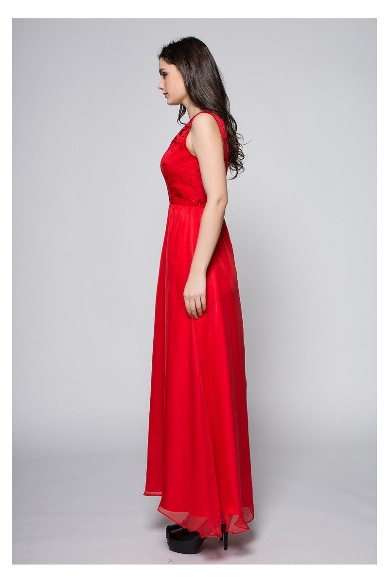 Lace Empire Waist Chiffon Long Party Dress - $63 #CK378 - SheProm.com