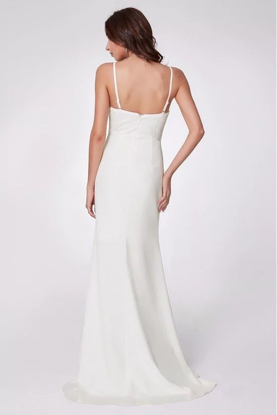 Hi Low White Ruched Slit Formal Dress Long For Woman - $71 #EP07232WH ...