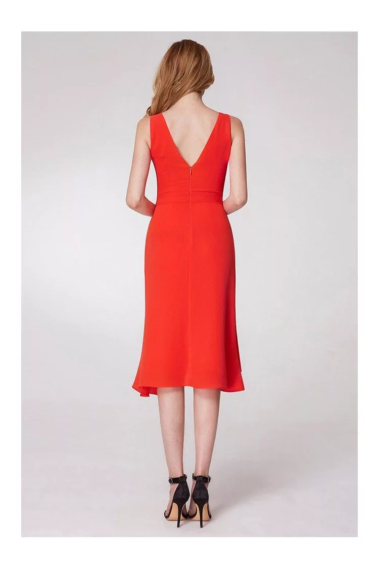 Hi Low Orange V Neck Prom Dress In Knee Length - $57 #EP05977OR ...