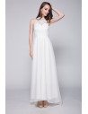 White Lace Long Halter Chiffon Dress - CK394