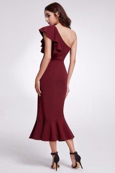 One Shoulder Burgundy Formal Dress With Split Front - $57 #EP07234BD ...