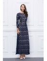 Vintage Lace Round Neck Long Sleeve Ball Gown - CK451