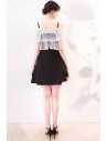 Short Black and White Homecoming Dress with Straps - MXL86084