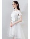 Gorgeous White Tulle Homecoming Dress High Low with Big Bow - MXL86059