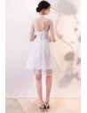 Gorgeous White Lace and Tulle Homecoming Dress with Sleeves - MXL86068