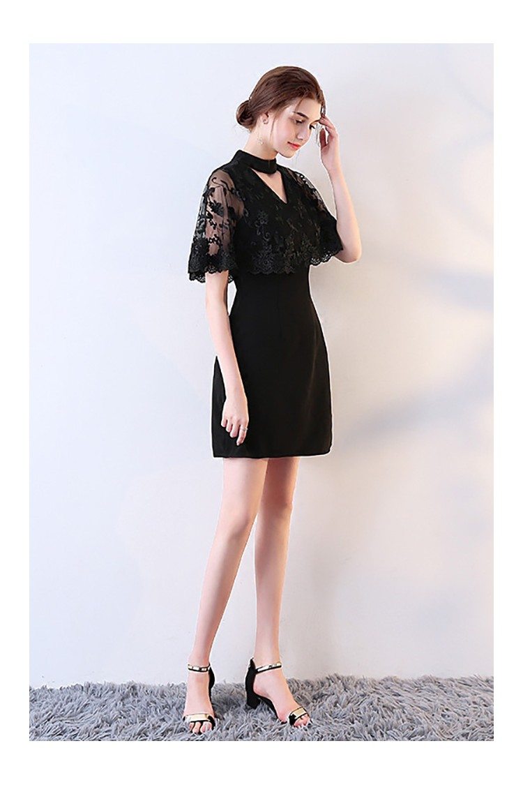 Sheath Little Black Lace Cocktail Dress with Cape - $78.1 #MXL86019 ...