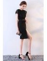 Sexy Fitted Side Slit Black Party Dress with Lace - MXL86015