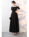 Simple Maxi Long Black Formal Dress with Cold Shoulder - MXL86079
