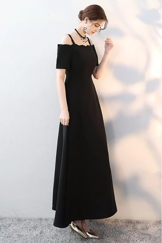 Simple Maxi Long Black Formal Dress 