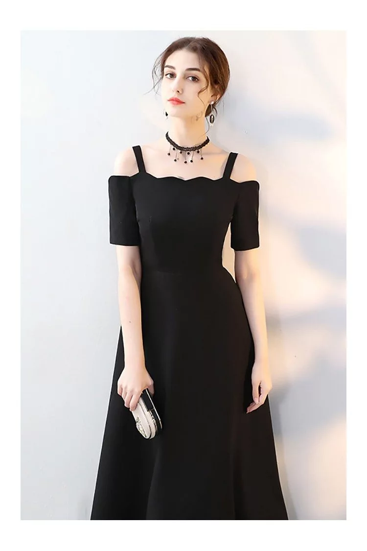 Simple Maxi Long Black Formal Dress with Cold Shoulder - $93.5 # ...