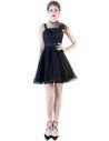 Short Tulle Black Homecoming Dress with Straps - BLS86008