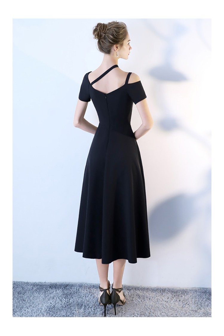 Chic Black Tea Length Party Dress with Short Sleeves - $78.1 #BLS86029 ...