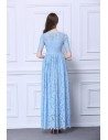 Lace Short Sleeve Long Party Dress - CK483