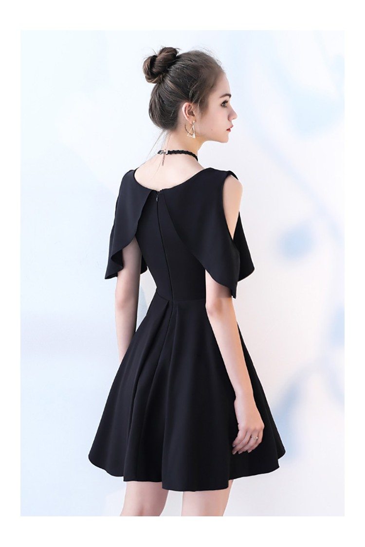 Black Cold Shoulder Short Homecoming Dress with Sleeves - $70.9776 # ...