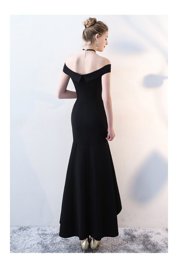 Fitted Black Mermaid High Low Formal Dress Off Shoulder - $78.1 # ...