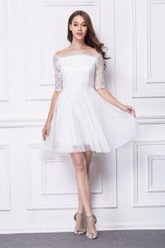 Little White Lace Off Shoulder Short Dress