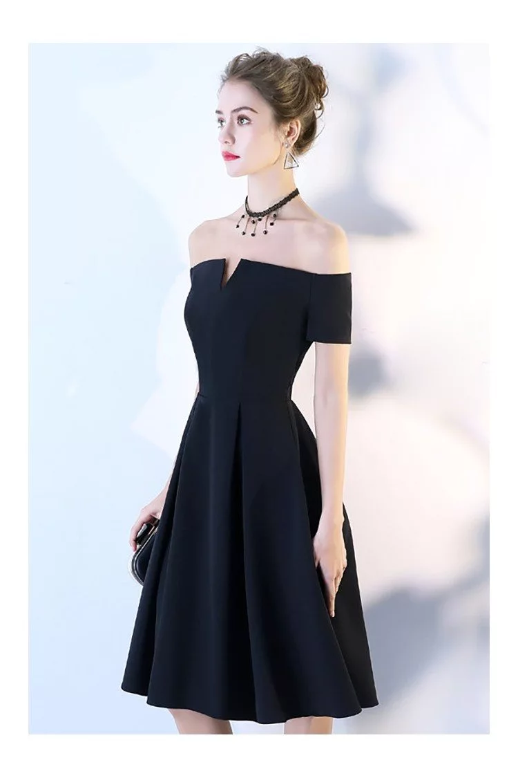 Little Black Aline Homecoming Party Dress Off Shoulder - $75.9 # ...