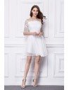 Little White Lace Off Shoulder Short Dress - DK336