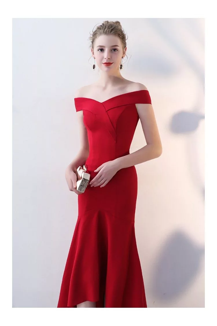 Burgundy Red Fitted Mermaid Party Dress Off Shoulder - $78.1 #BLS86122 ...