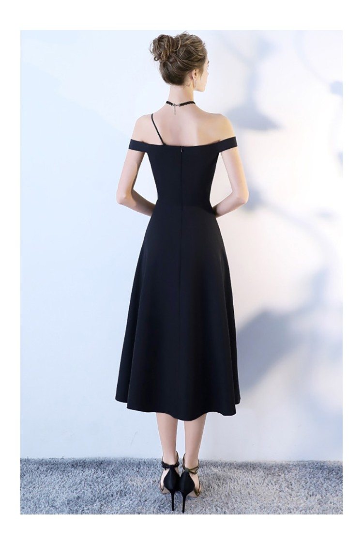 Tea Length Black Formal Party Dress Off Shoulder - $78 #BLS86030 ...