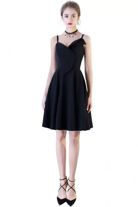Simple Chic Black Short Homecoming Dress with Wrap - BLS86018